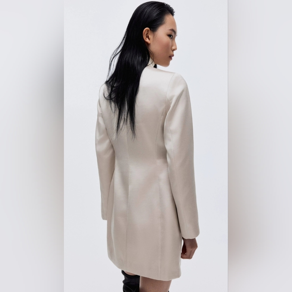H&M Women's Double-Breasted Light Beige  Jacket Dress - Picture 2 of 2